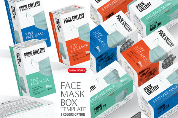 医用口罩包装盒设计样机模板