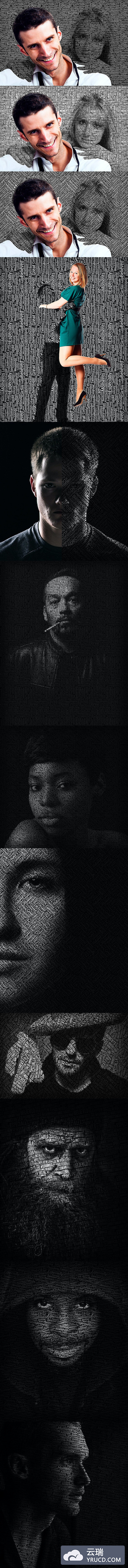 字母组合的立体人物PS动作下载