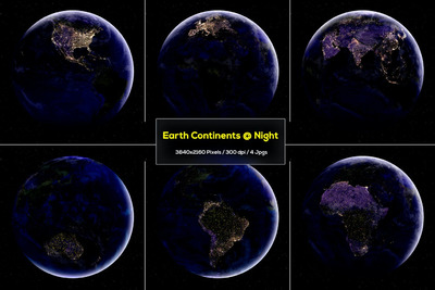 6个天空视角的夜晚地球地平线世界地图背景底纹纹理大集合