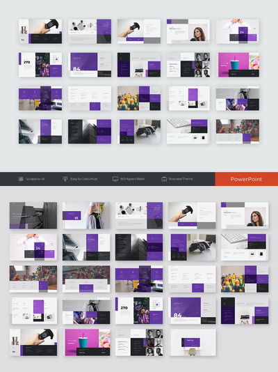 时尚高端专业的高品质专业配色powerpoint幻灯片演示模板（pptx）