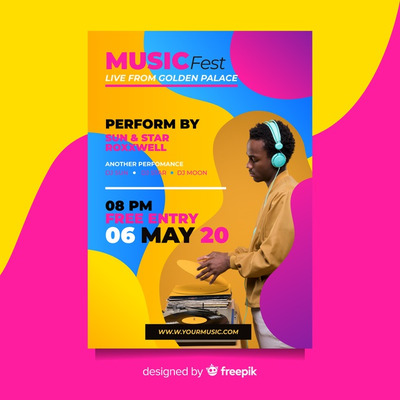 酷炫音乐节照片海报模板[EPS]