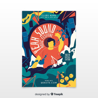 手绘音乐节海报设计模板[EPS]