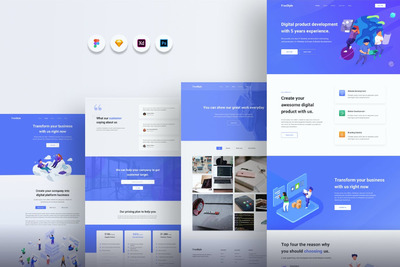 数字代理商网站设计模板-FIG，PSD，SKETCH，XD