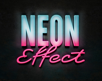 霓虹灯3D文字效果样式样机