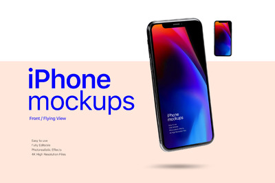 飞起来的iPhone手机样机下载（PSD）