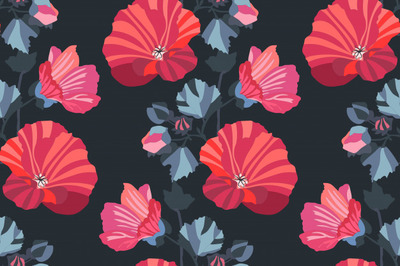 艺术花卉无缝图案背景[EPS]