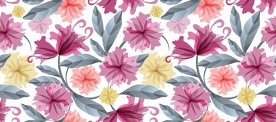 艺术花卉无缝图案背景[EPS]