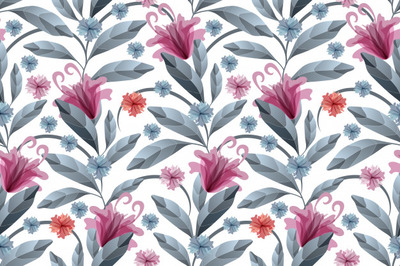 淡雅的艺术花卉无缝图案[EPS]