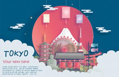 日本东京元素景色插画[EPS]