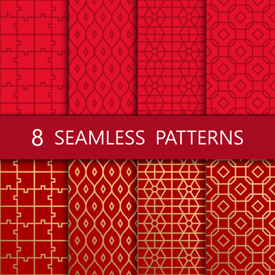 金色的中式无缝图案背景[EPS]