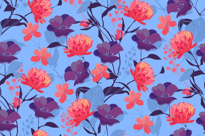 花卉艺术无缝图案背景[EPS]