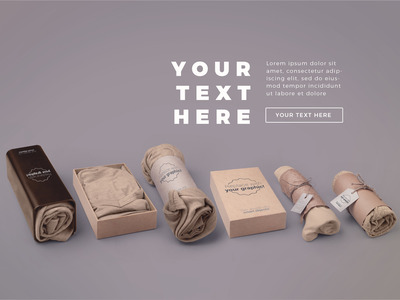 4个卷扎T恤吊牌标签设计样机模板