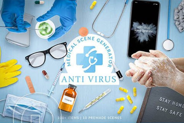 预防病毒主题医疗场景样机生成器