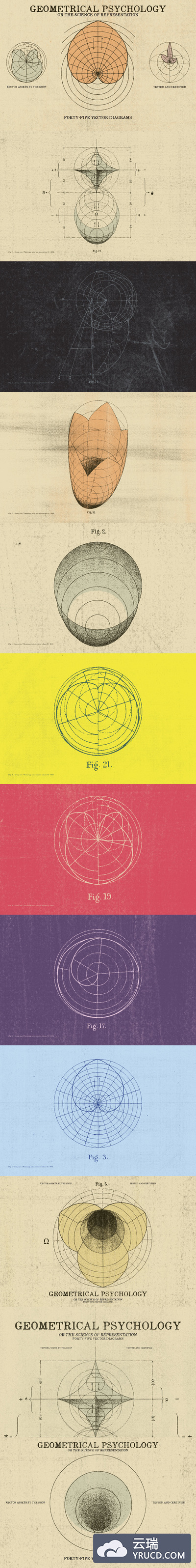 复古几何心理学/数学建模图表矢量图形素材