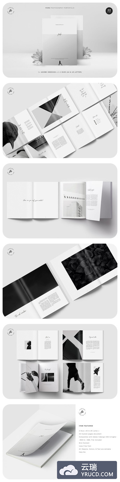 时尚高端简约摄影手册宣传册画册品牌手册房地产楼书杂志书籍装帧设计模板