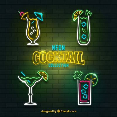 霓虹灯风格的鸡尾酒系列样式