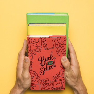 学习主题书籍设计俯视图展示样机[PSD]