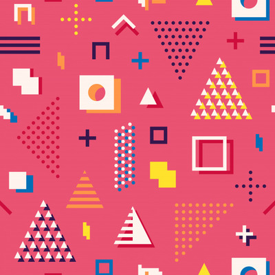 孟菲斯风格抽象几何无缝图案背景[EPS]