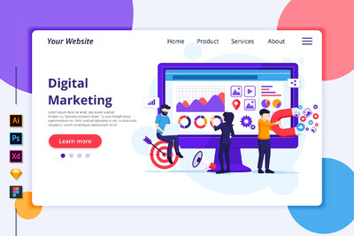 有创意的网页着陆页线上营销概念插画（AI,EPS,FIG,PDF,JPG,PNG,PSD,SKETCH,SVG,XD）