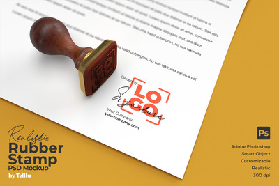 逼真的方形橡皮图章印样机（PSD）