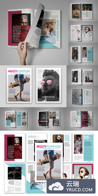 多用途时尚大图杂志画册模板