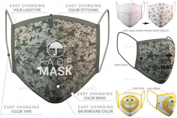 医用防护口罩图案设计样机模板