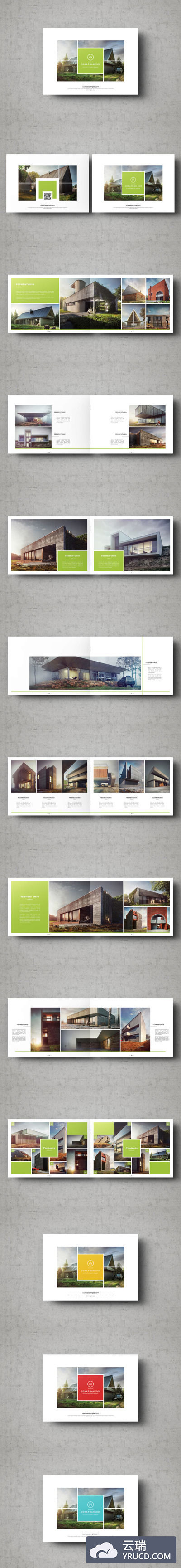 横向规格建筑/房地产楼书杂志画册设计模板[PSD]