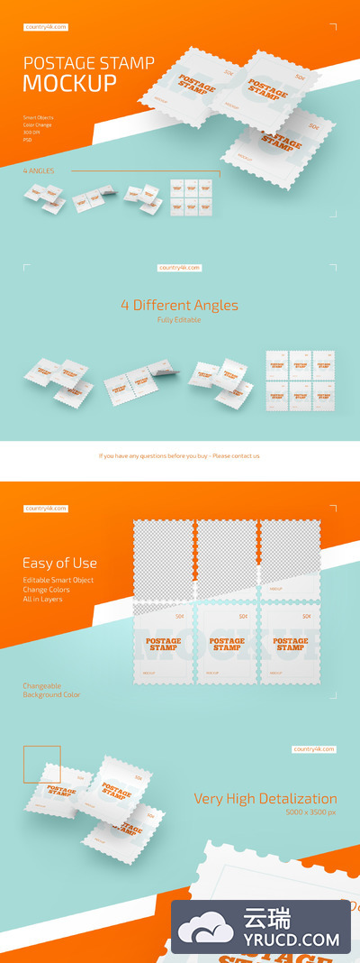 邮票图案Logo设计样机模板合集
