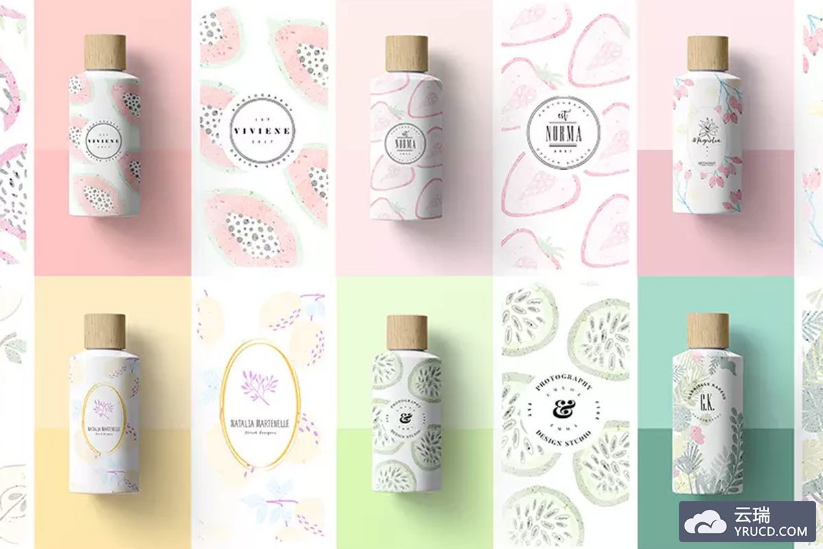 时尚优雅的瓶子包装设计模板下载