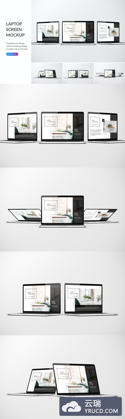 时尚高端专业的高品质笔记本电脑UI样机展示模型mockups