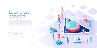 等距登陆页研究实验室或医学平面概念模板[EPS]
