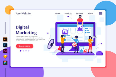 有创意的网页着陆页线上营销概念插画 v5（AI,EPS,FIG,PDF,JPG,PNG,PSD,SKETCH,SVG,XD）
