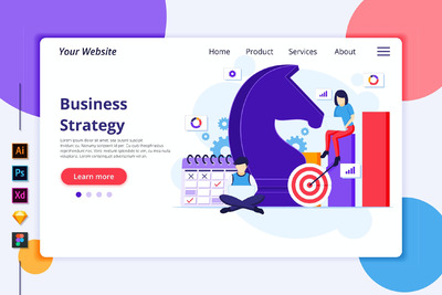 有创意的商业策略概念插画（AI,EPS,FIG,PDF,JPG,PNG,PSD,SKETCH,SVG,XD）