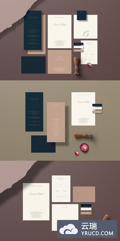 时尚的婚礼请帖+整套物料模板下载