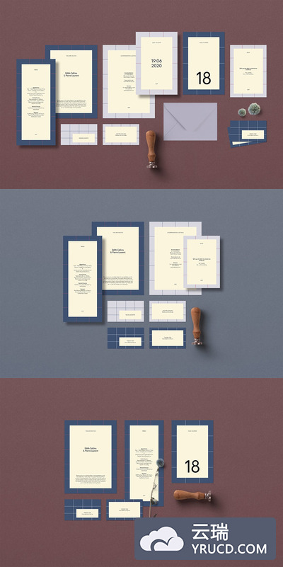 高雅的婚礼请帖+整套物料套装模板