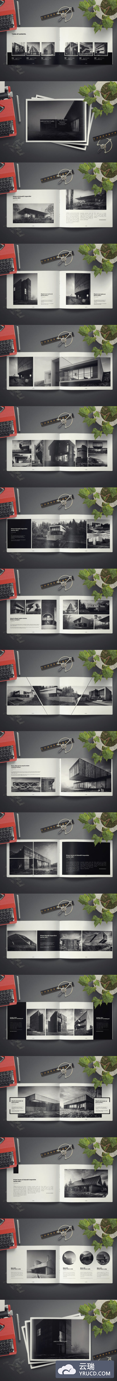 横向规格房屋建筑杂志手册设计PSD模板