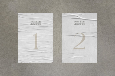 褶皱效果的海报设计样机[PSD]