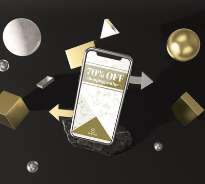 3D手机展示场景样机[PSD]