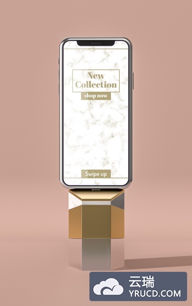 3D手机前视图展示场景样机[PSD]