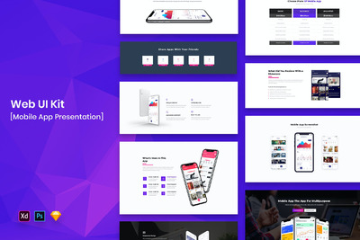移动APP产品官网UI模板下载（PSD,SKETCH,XD）