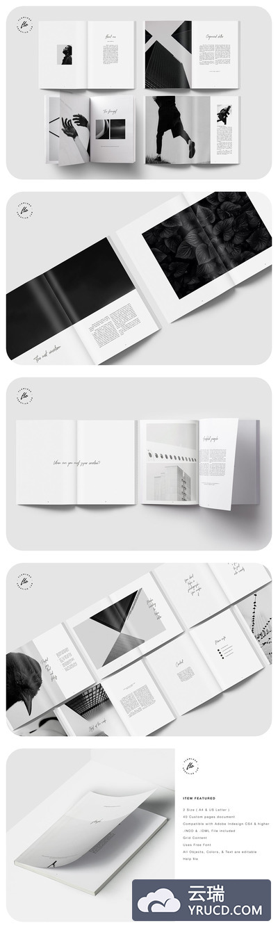 时尚简约的摄影杂志画册模板下载（INDD）