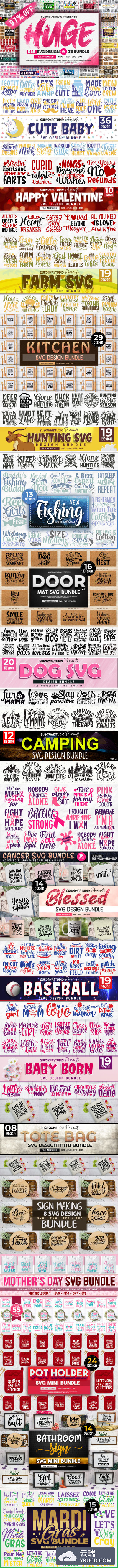 33个类别565个艺术英文剪贴画SVG设计巨无霸素材合集