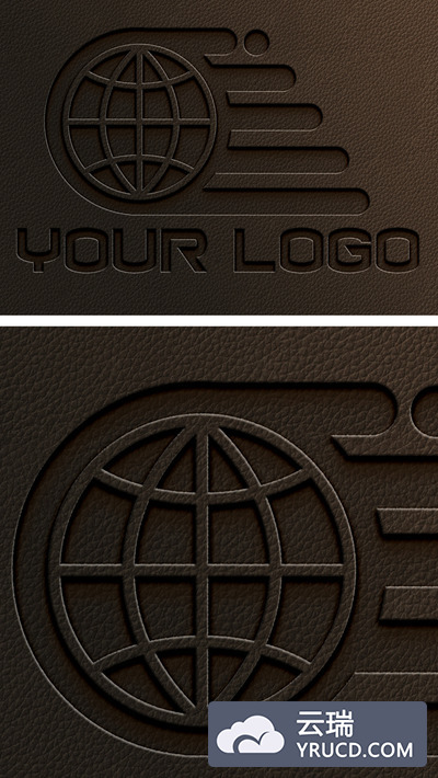 深棕色压印皮革浮雕文字效果