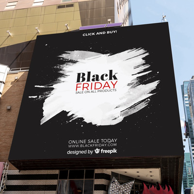黑色星期五户外广告牌展示样机[PSD]