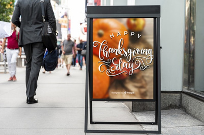 感恩节快乐的广告牌展示样机[PSD]