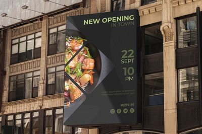 城市商城广告牌设计展示样机[PSD]