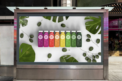 多彩的饮料广告牌展示样机[PSD]