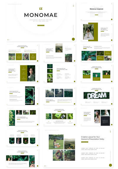 极简主义绿色环保主题PPT模板（PPTX）