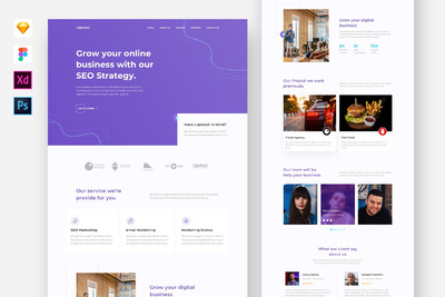 搜索引擎SEO优化服务网站模板（SKETCH,FIG,XD,PSD）