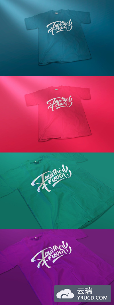 逼真的平铺效果的T恤设计样机（PSD）